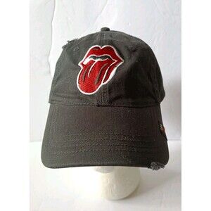Y2K Rolling Stone Hat Embroidered Black Cap Adjustable